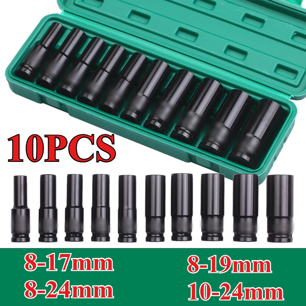 Impact Wrench Socket Set Deep - 1/2 بوصة محرك 6 نقطة مقبس