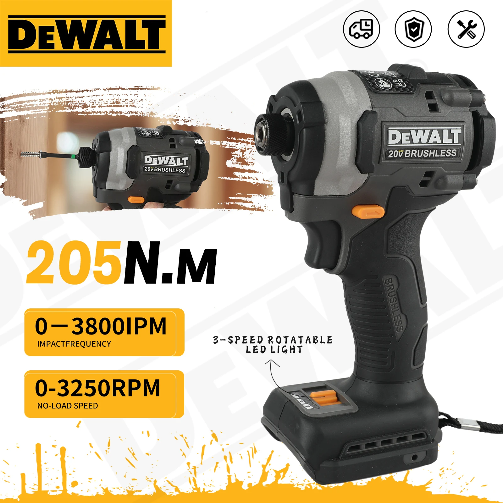 Brushless Impact Wrench 20V - مفك براغي لاسلكي من ديوالت، موديل