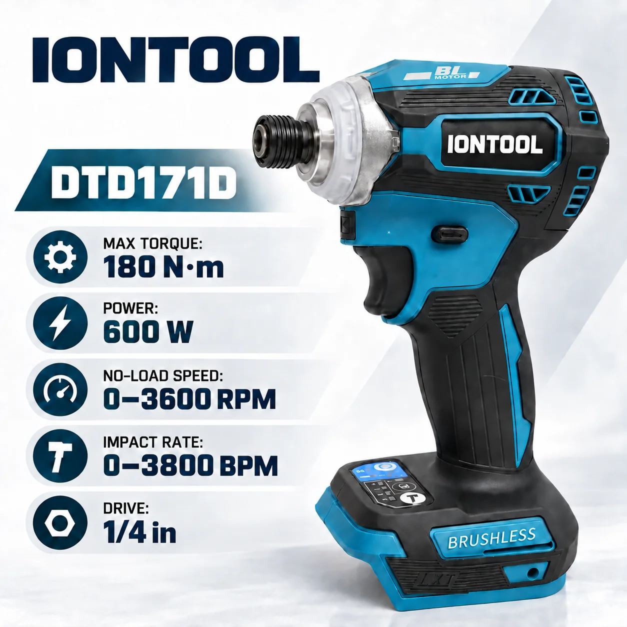 Cordless Impact Driver 1/4 Hex - أيون تول 180 نيوتن متر، مفك
