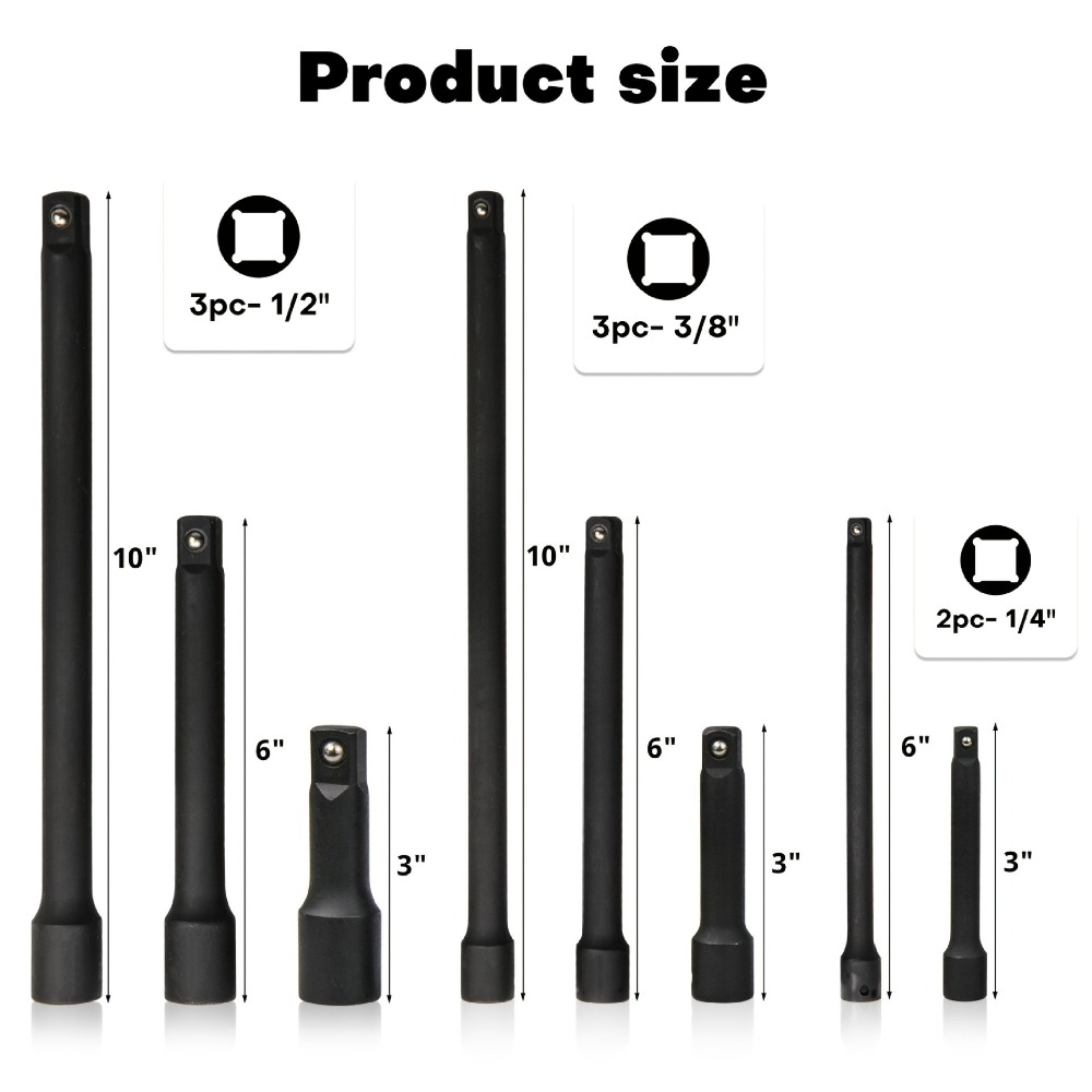 طقم وصلات تمديد للمقابس مقاس 1 - مراجعة Impact Wrench Extension Bar Set وسعره