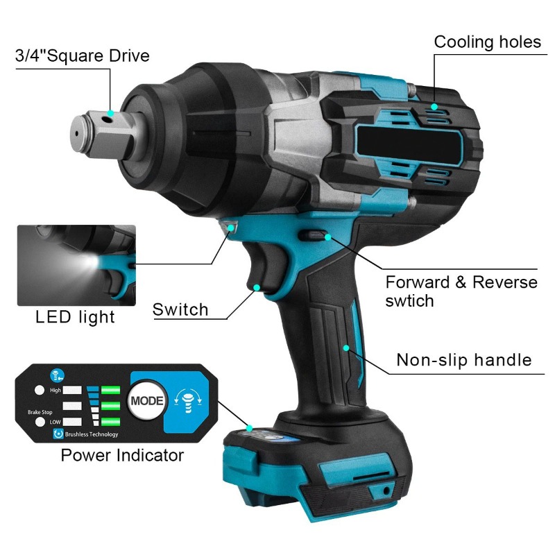 3100N.M عزم دوران عالي بدون فر - مراجعة Impact Wrench 3/4 Inch High Torque وسعره