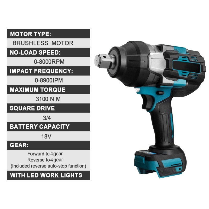 3100N.M عزم دوران عالي بدون فر - مراجعة Impact Wrench 3/4 Inch High Torque وسعره