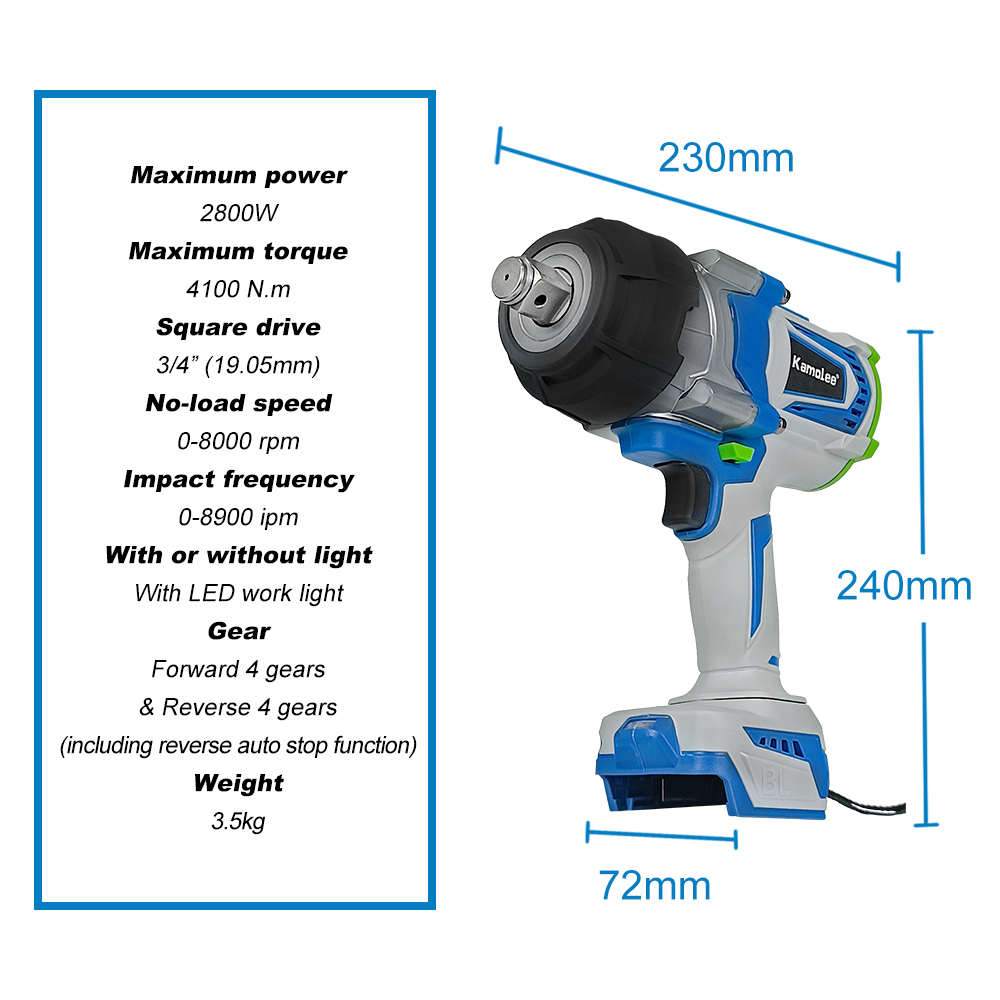 Kamolee 4100NM عزم دوران عالي  - مراجعة Impact Wrench 3/4 Inch High Torque وسعره