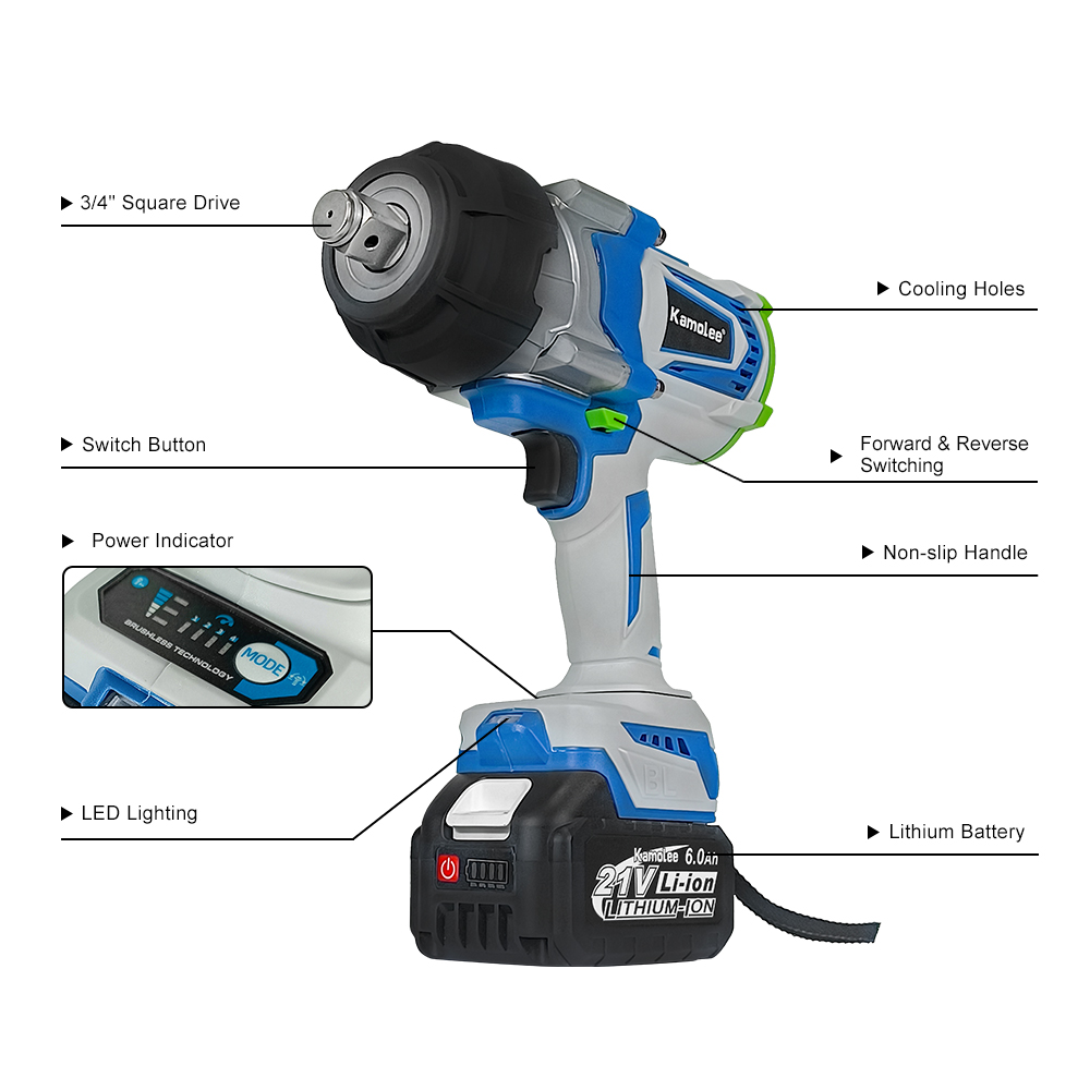 Kamolee 4100NM عزم دوران عالي  - مراجعة Impact Wrench 3/4 Inch High Torque وسعره