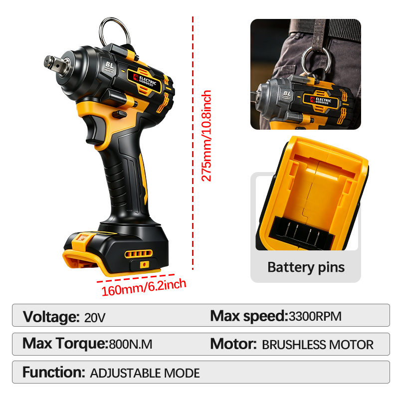 مفتاح ربط كهربائي بدون فرشاة ب - مراجعة Electric Impact Wrench 800Nm وسعره