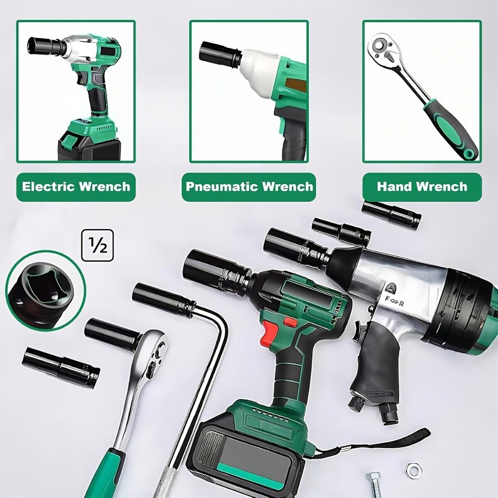 1/2 بوصة محرك 6 نقطة مقبس التص - مراجعة Impact Wrench Socket Set Deep وسعره