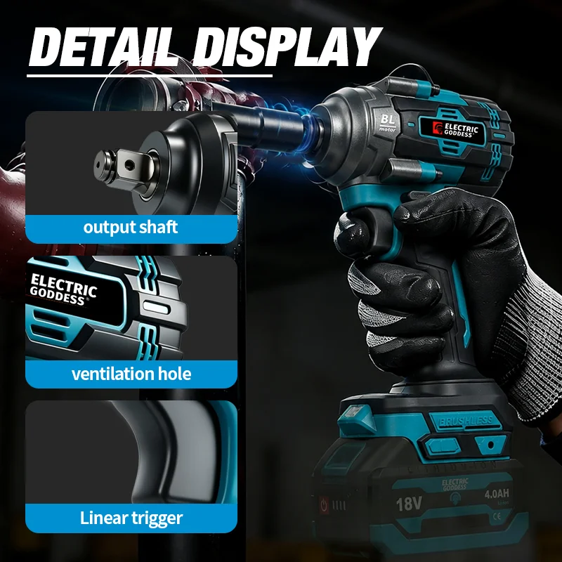 مفتاح ربط كهربائي بدون فرشاة م - مراجعة Electric Impact Wrench 800Nm وسعره