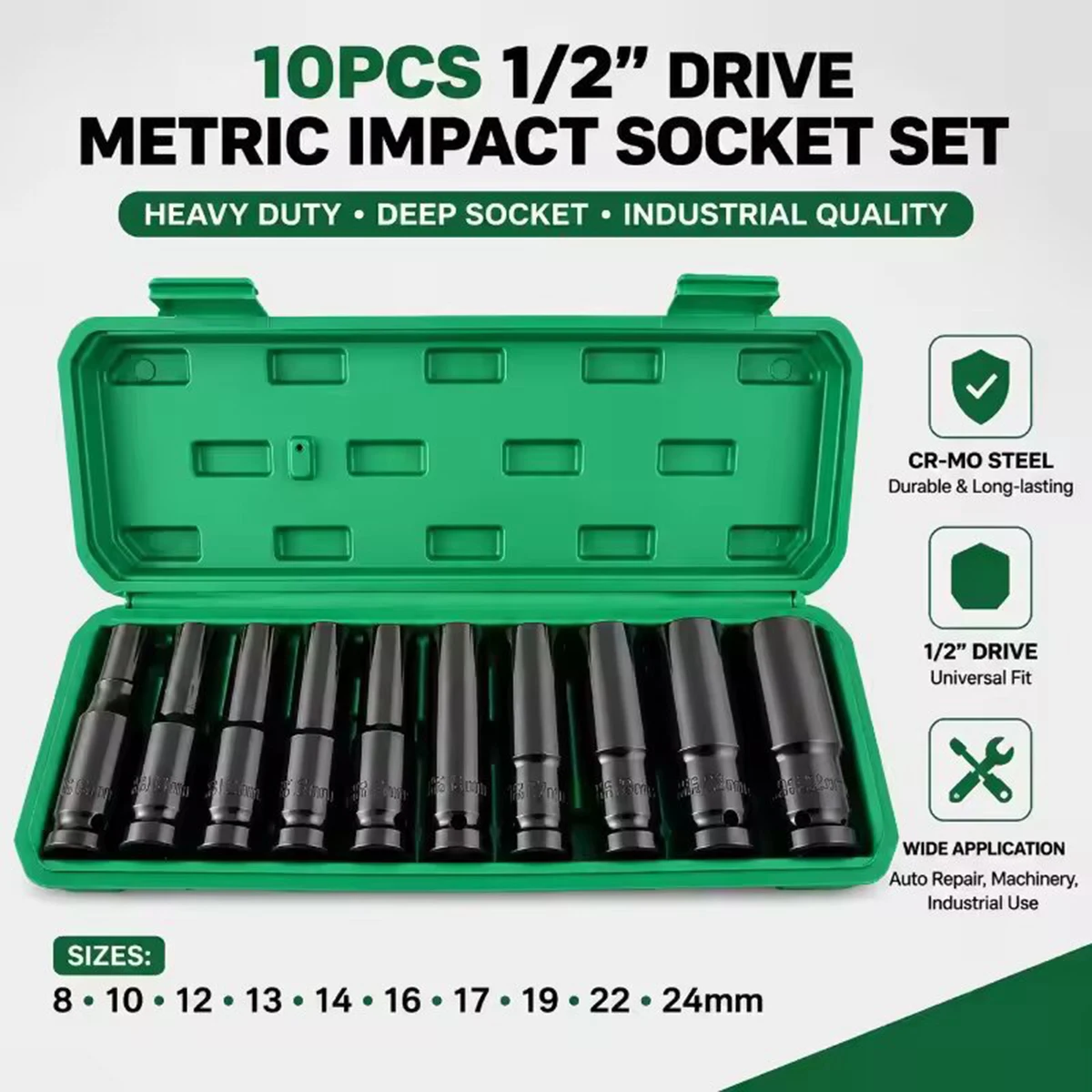 مجموعة مكونة من 10 قطع من مفات - مراجعة Impact Wrench Socket Set Deep وسعره
