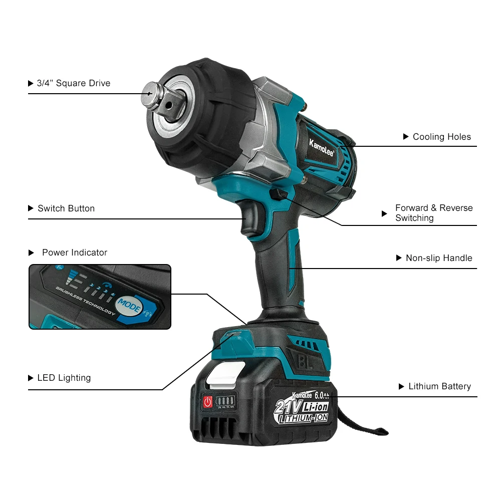كامولي 4100 ن. مفتاح ربط كهربا - مراجعة Impact Wrench 3/4 Inch High Torque وسعره