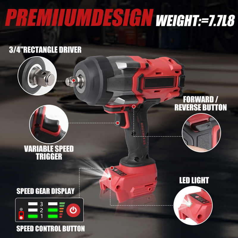 مفتاح ربط لاسلكي 3/4 بوصة لبطا - مراجعة Impact Wrench 3/4 Inch High Torque وسعره
