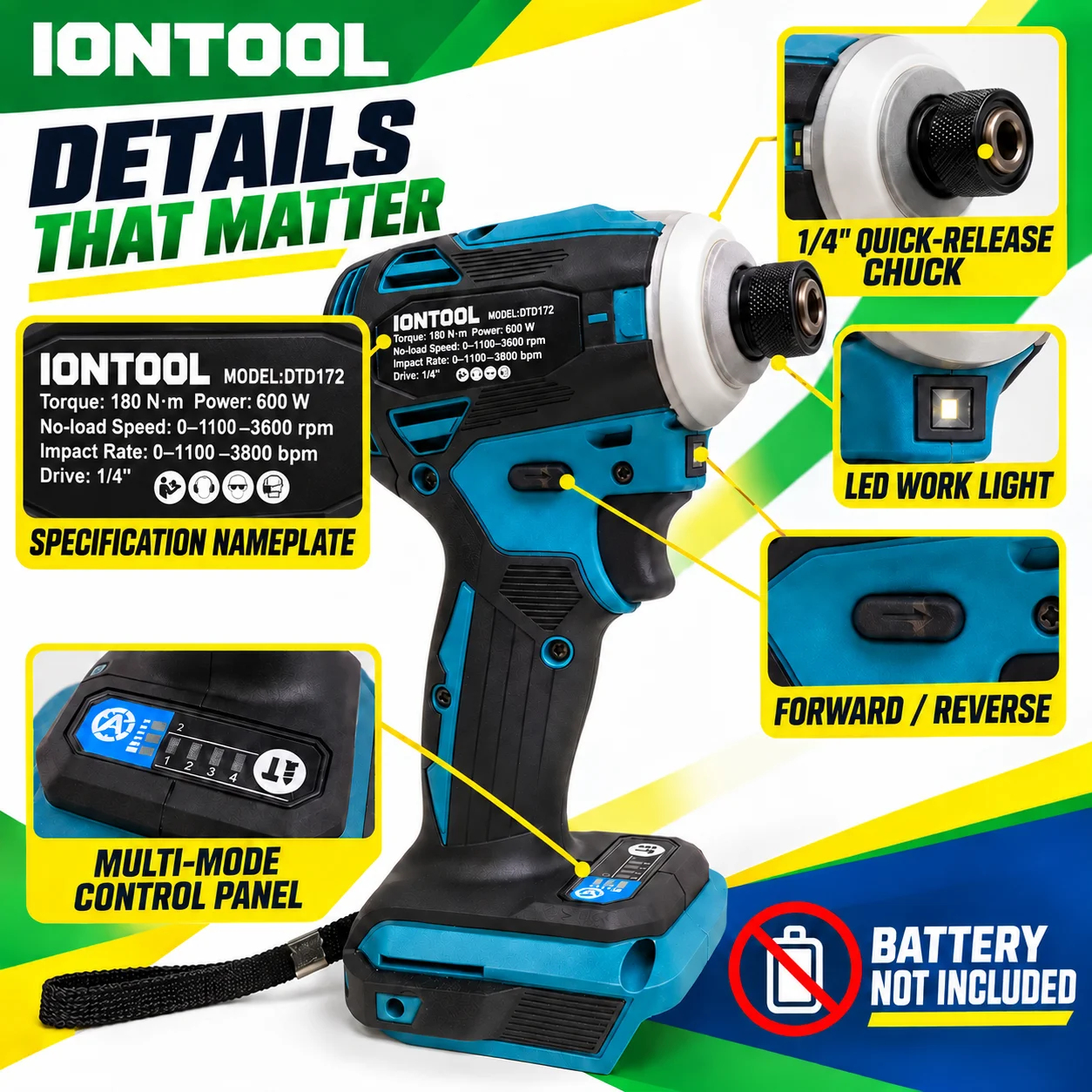 أيون تول DTD172، مفك براغي كهر - مراجعة Cordless Impact Driver 1/4 Hex وسعره